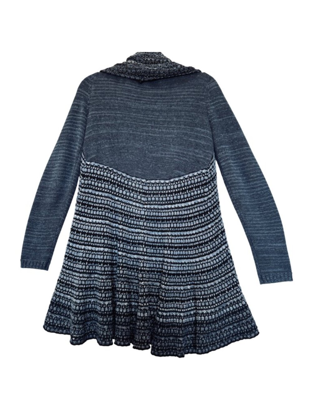 Boho Whimsygoth Waterfall Style Cardigan Shawl Collar Women's M Blue Gray Black - Picture 2 of 7